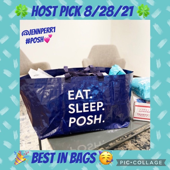 Oversized Double Handle Tote blue and white Poshfixings New - Picture 11 of 13